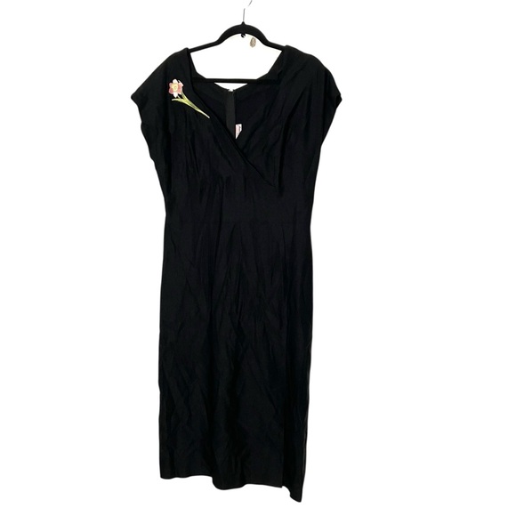 STOP STARING Black Paris Milan Wiggle Dress with Flower Embroidery Pin-Up 2X - Picture 2 of 4